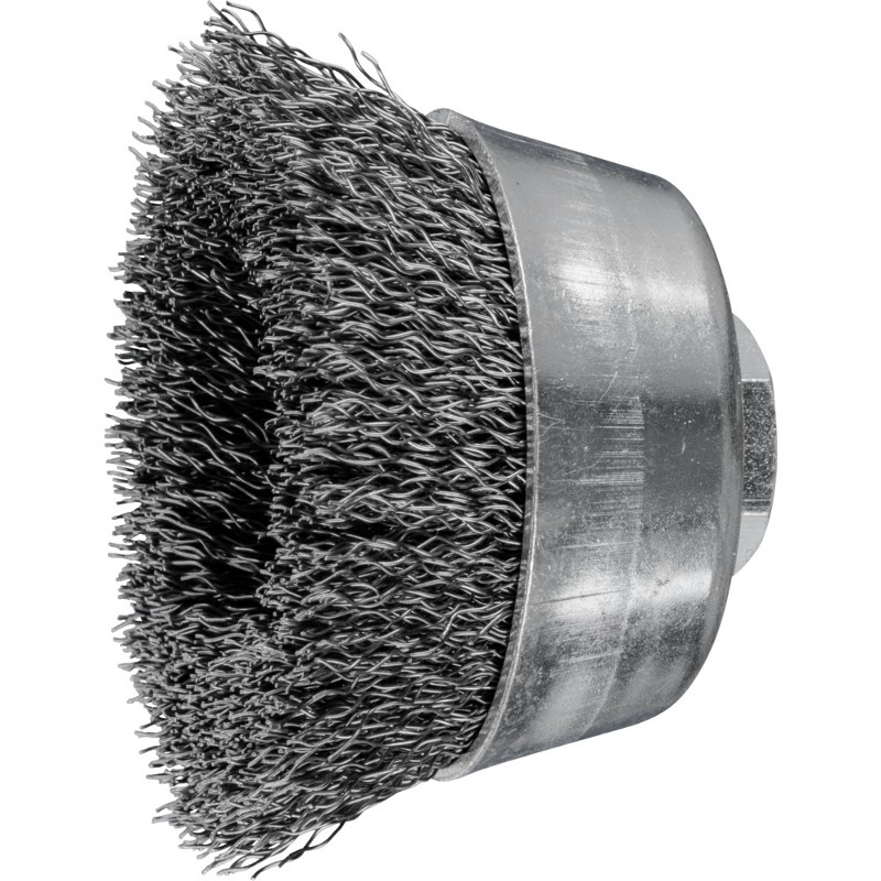 Brosse conique pour meuleuse fil acier ondulé 0,30 mm D. 125 mm M14 pour  métal - Décapage dur - 540.125 - Leman